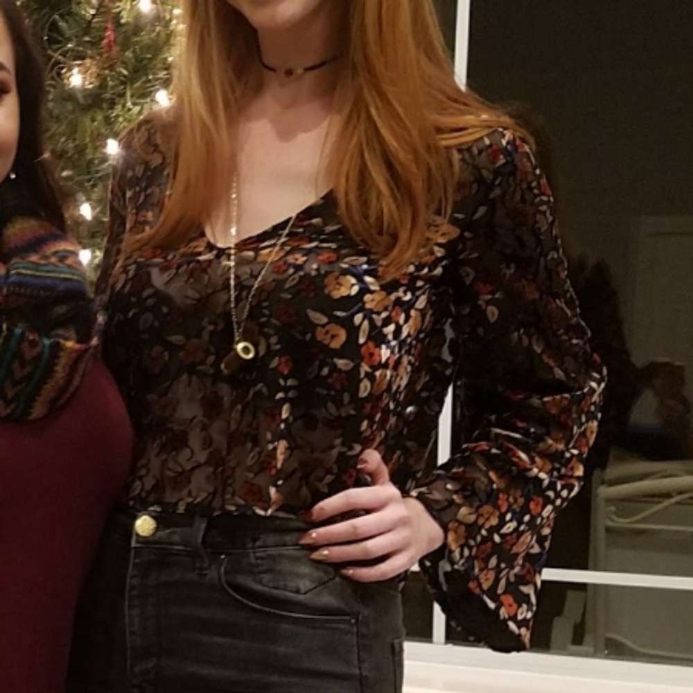 Topshop sheer floral blouse